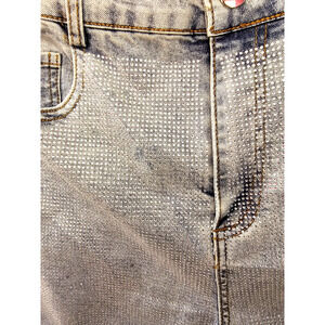 Full Rhinestone Gritty Soul Rock n Roll Skinny High Rise Crop Jeans Women’s 30‎
